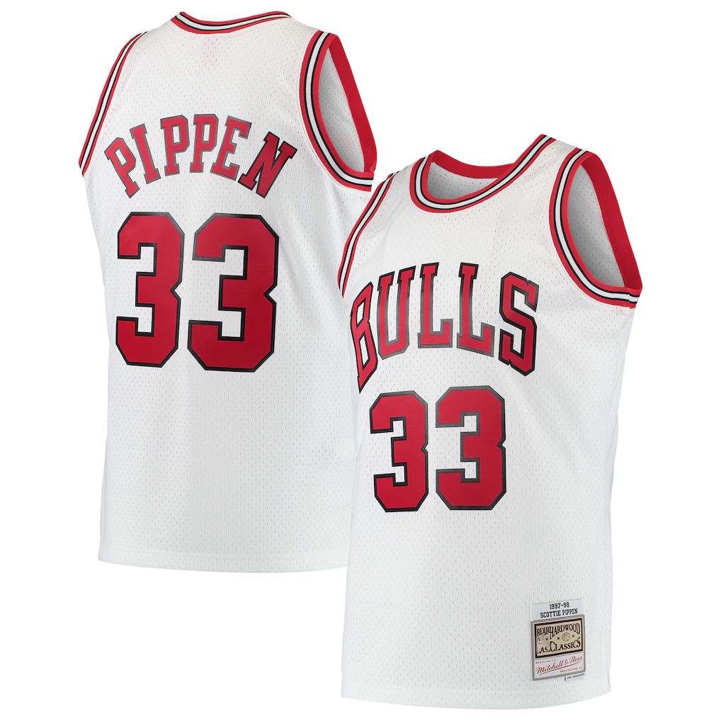 Jamed C.Bulls #33 Scottie Pippen Mitchell & Ness White Hardwood Classics Swingman Jerseys