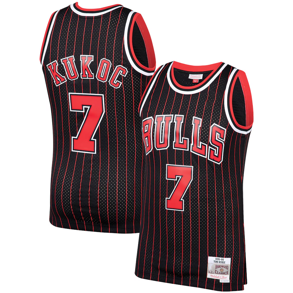 Jamed C.Bulls #7 Toni Kukoc Mitchell & Ness Black 1995-96 Hardwood Classics Swingman Jerseys