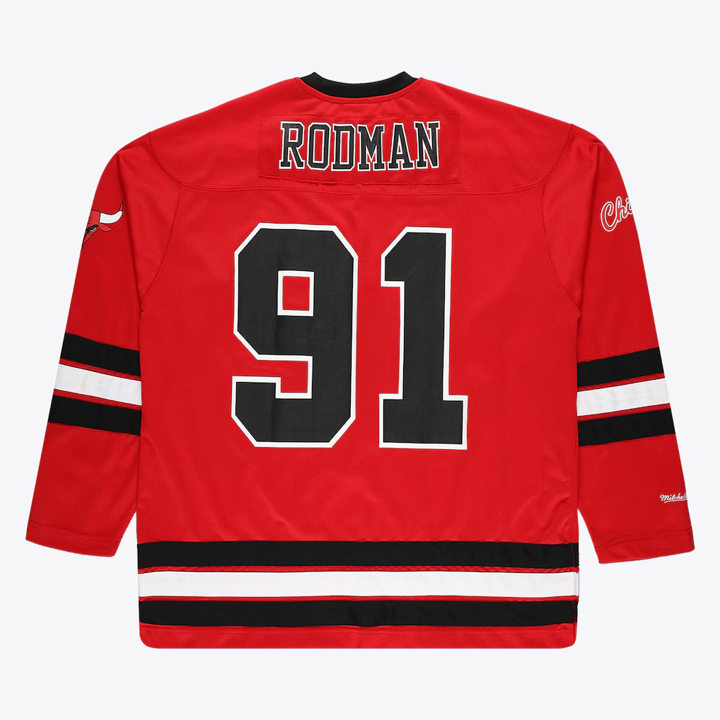Jamed C.Bulls #91 Dennis Rodman Mitchell & Ness Red Big & Tall  Hockey Jerseys