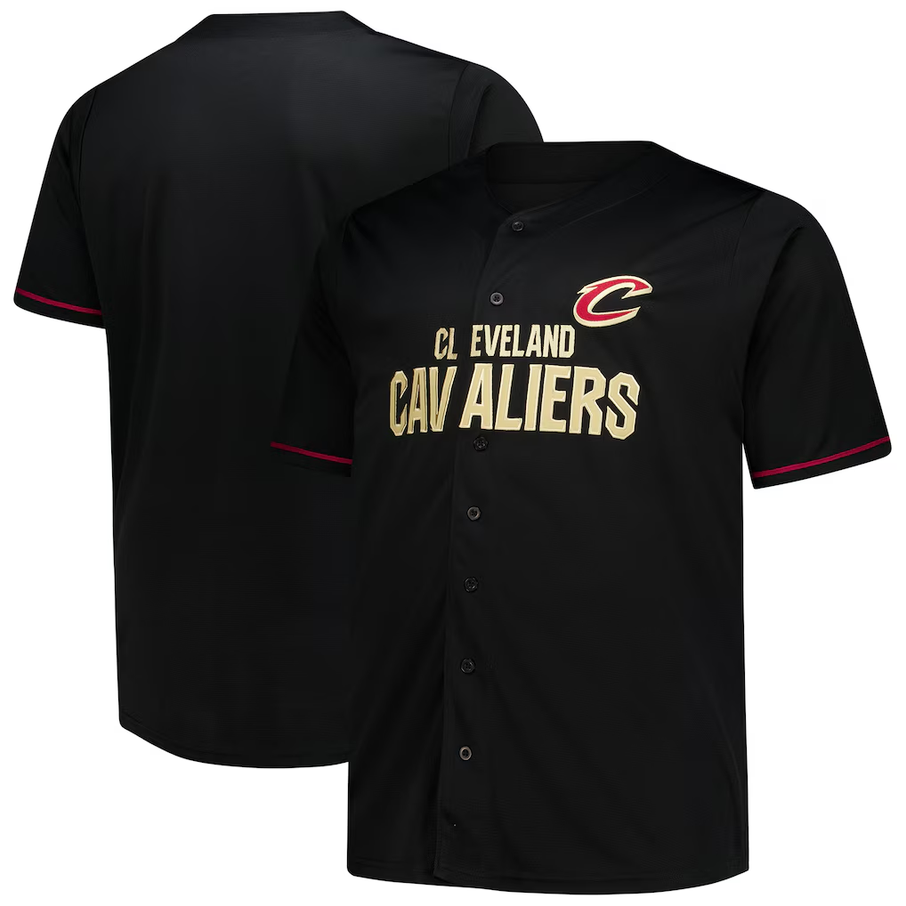 Jamed C.Cavaliers Black Big & Tall Pop Full-Button Jerseys
