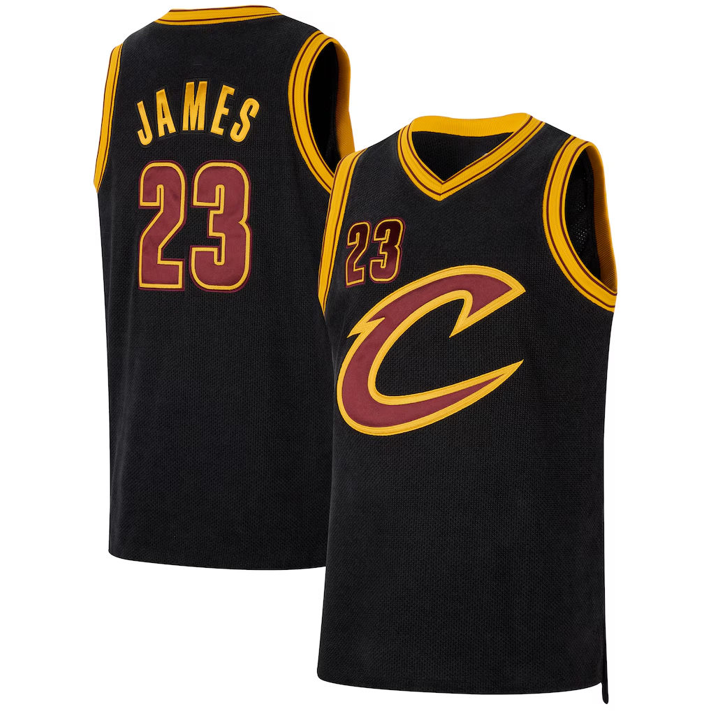 Jamed C.Cavaliers #23 LeBron James Black Forever King Authentic Jerseys