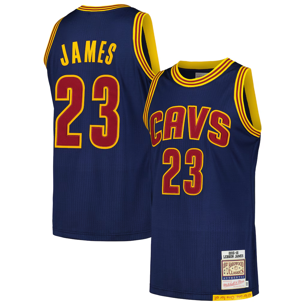 Jamed C.Cavaliers #23 LeBron James Mitchell & Ness Navy 201516 Hardwood Classics Authentic Jerseys