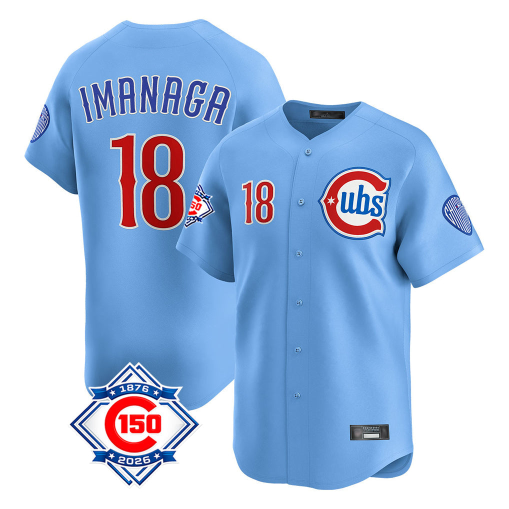Jamed C.Cubs #18 Shota Imanaga Player Light Blue 150th Anniversary Limited Home Stitched Jerseys