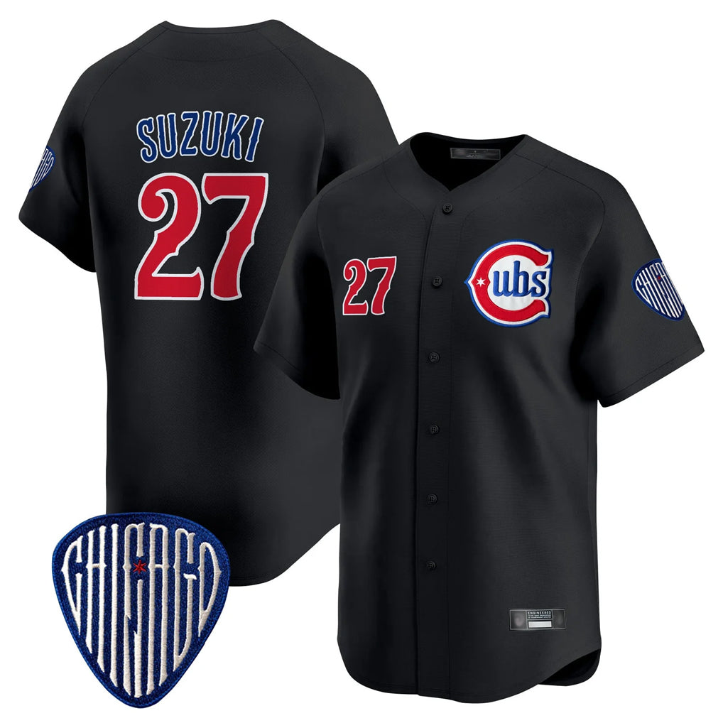 Jamed C.Cubs #27 Seiya Suzuki Player Black Vapor Premier Limited Home Stitched Jerseys