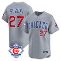 Jamed C.Cubs #27 Seiya Suzuki Player Gray Road 150th Anniversary Limited Home Stitched Jerseys