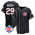 Jamed C.Cubs #29 Michael Busch Player Black Fashion Out 150th Anniversary Game Stitched Jerseys