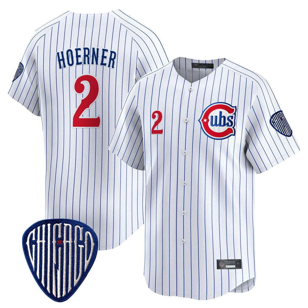 Jamed C.Cubs #2 Nico Hoerner Player White Pinstripe Vapor Premier Limited Home Stitched Jerseys