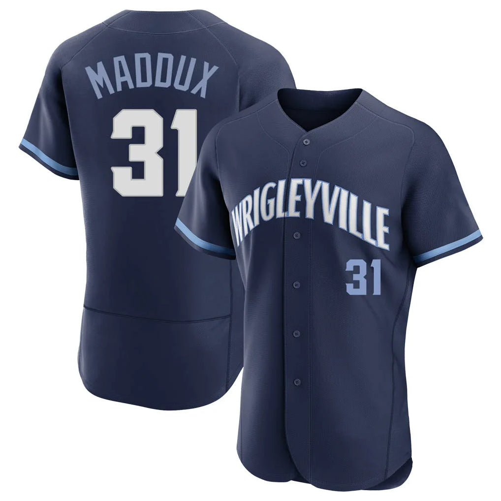 Jamed C.Cubs #31 Greg Maddux Player Navy City Connect Limited Elite Home Stitched Jerseys