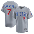 Jamed C.Cubs #7 Dansby Swanson Player Gray Road Limited Home Stitched Jerseys