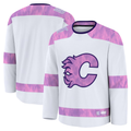Jamed C.Flames White 2024 Hockey Fights Cancer Practice Jerseys