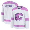 Jamed C.Flames White Hockey Fights Cancer Survivor Practice Jerseys