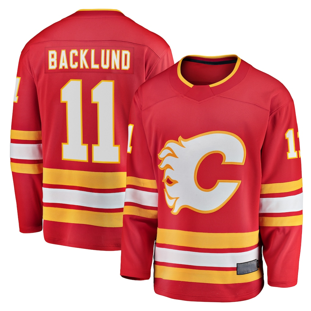 Jamed C.Flames #11 Mikael Backlund Red Home Breakaway Player Jerseys