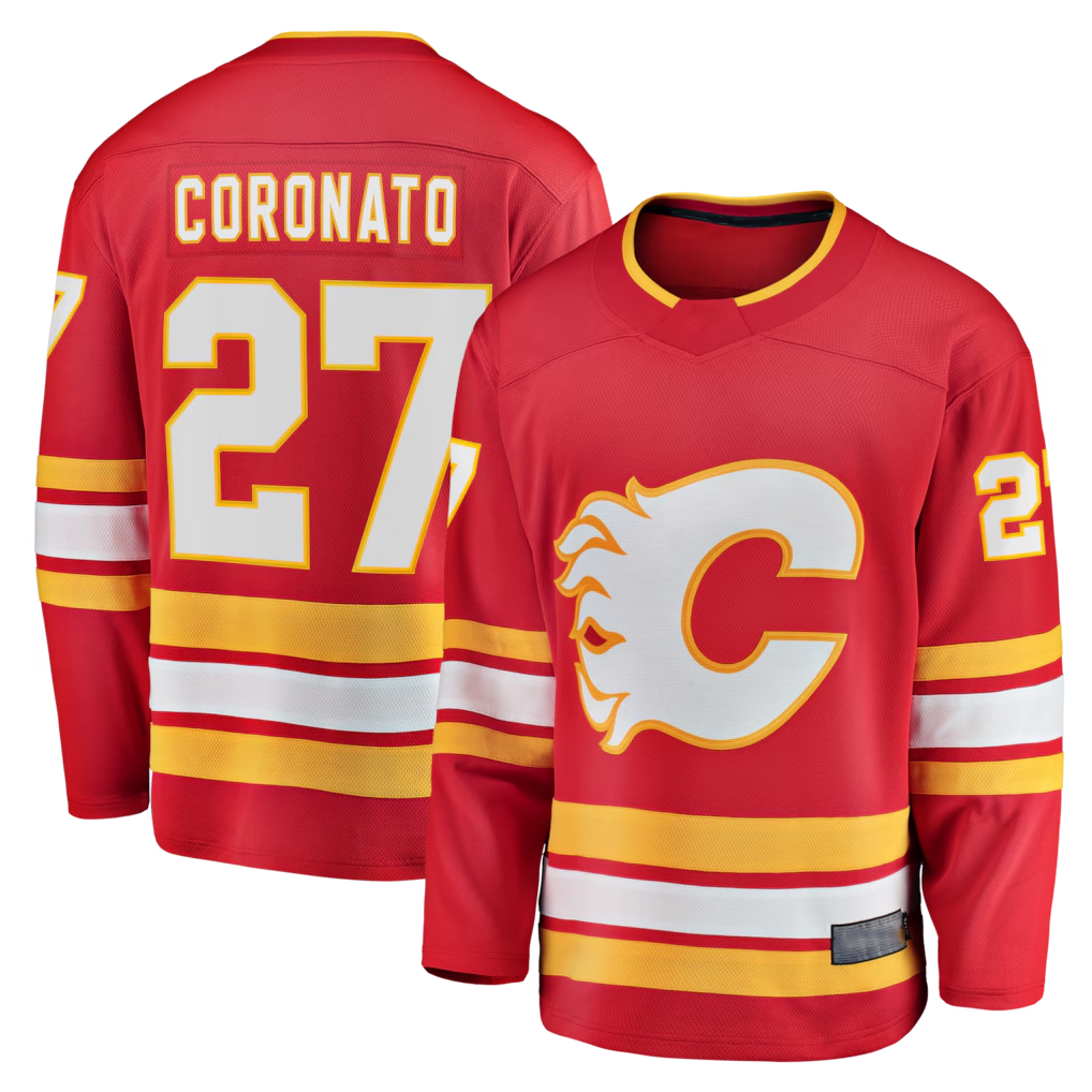 Jamed C.Flames #27 Matt Coronato Red Home Breakaway Jerseys