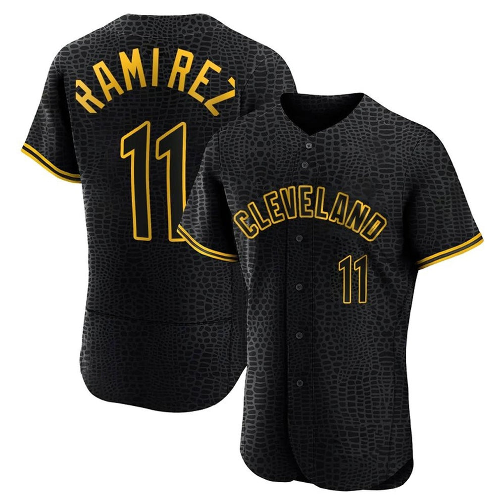 Jamed C.Guardians #11 Jose Ramirez Player Black Snake Skin City Limited Elite Home Stitched Jerseys
