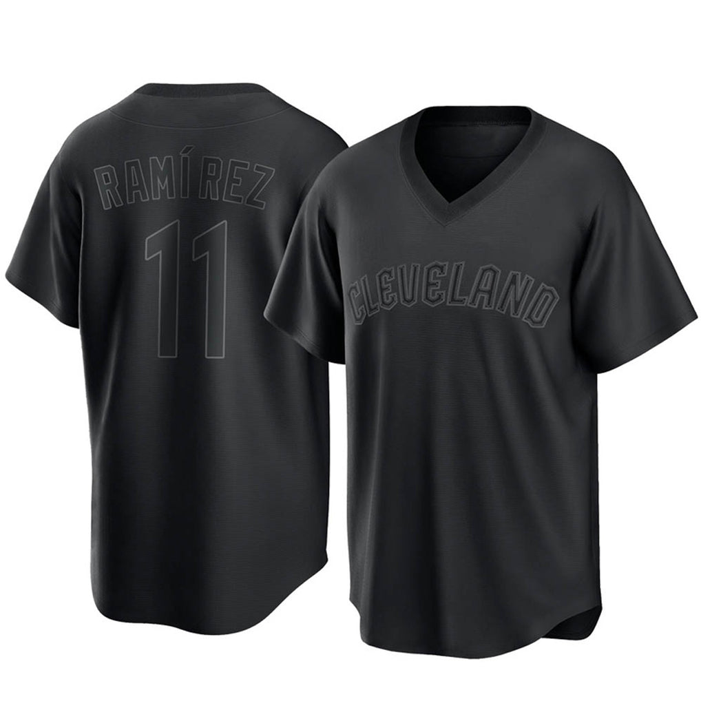 Jamed C.Guardians #11 Jose Ramirez Player Black T-shirt Home Game Stitched Jerseys
