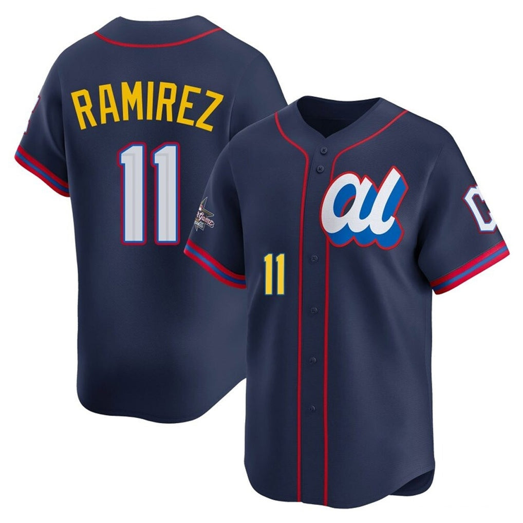 Jamed C.Guardians #11 Jose Ramirez Player Navy American League All-Star Edition Limited Home Stitched Jerseys