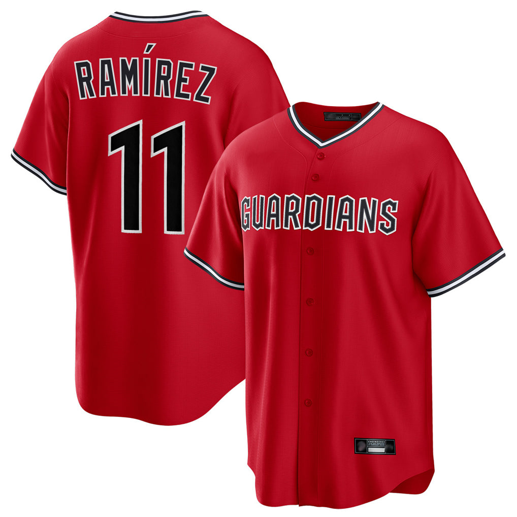 Jamed C.Guardians #11 Jose Ramirez Player Red Home Game Stitched Jerseys