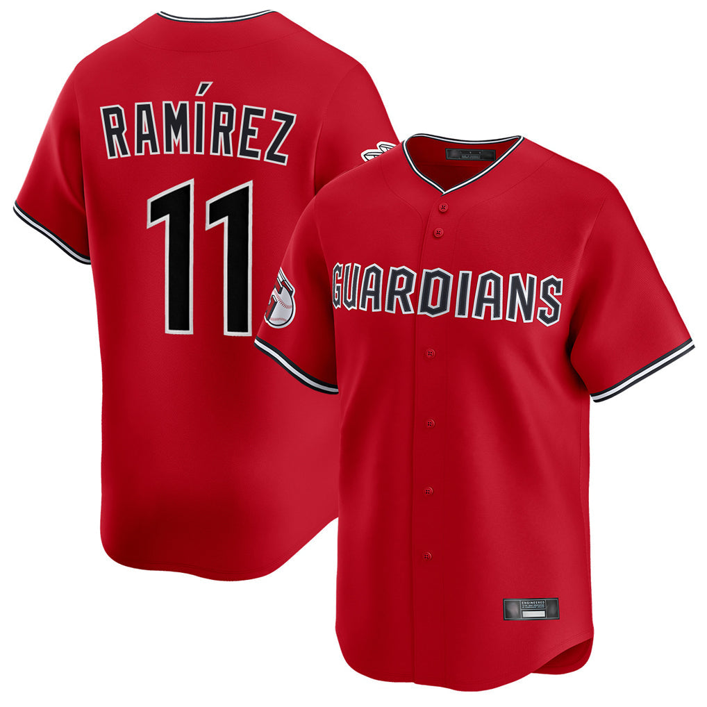 Jamed C.Guardians #11 Jose Ramirez Player Red Limited Home Stitched Jerseys