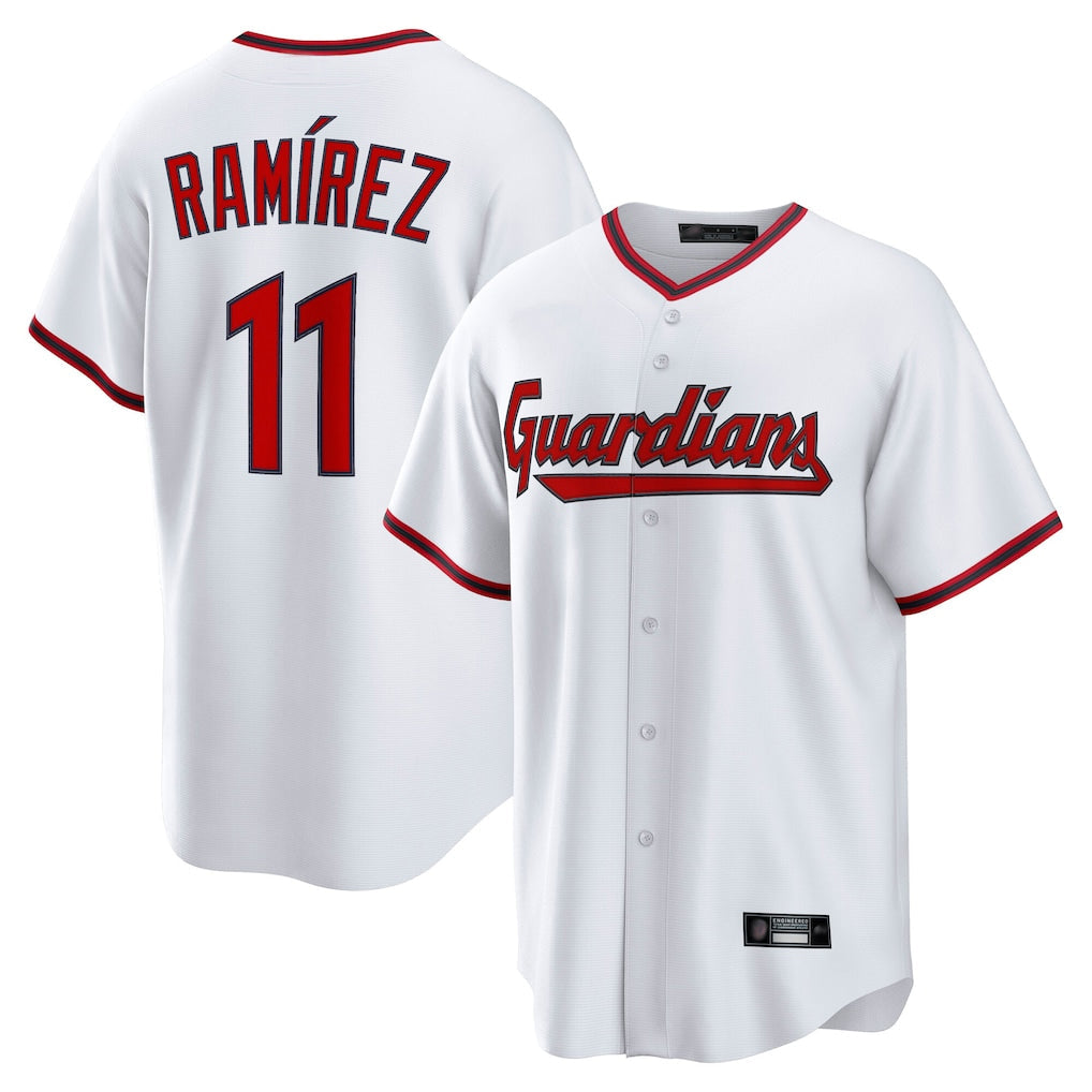 Jamed C.Guardians #11 Jose Ramirez Player White Game Home Stitched Jerseys