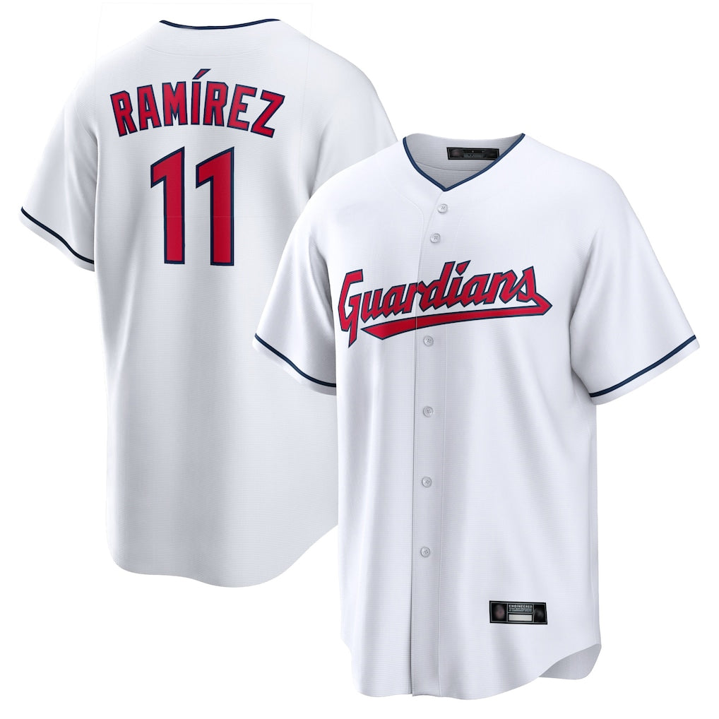Jamed C.Guardians #11 Jose Ramirez Player White Home Game Stitched Jerseys