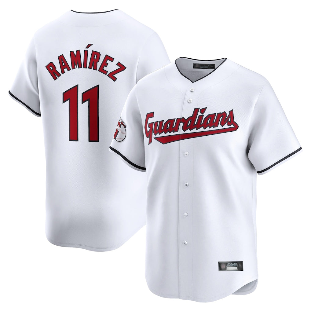 Jamed C.Guardians #11 Jose Ramirez Player White Limited Home Stitched Jerseys
