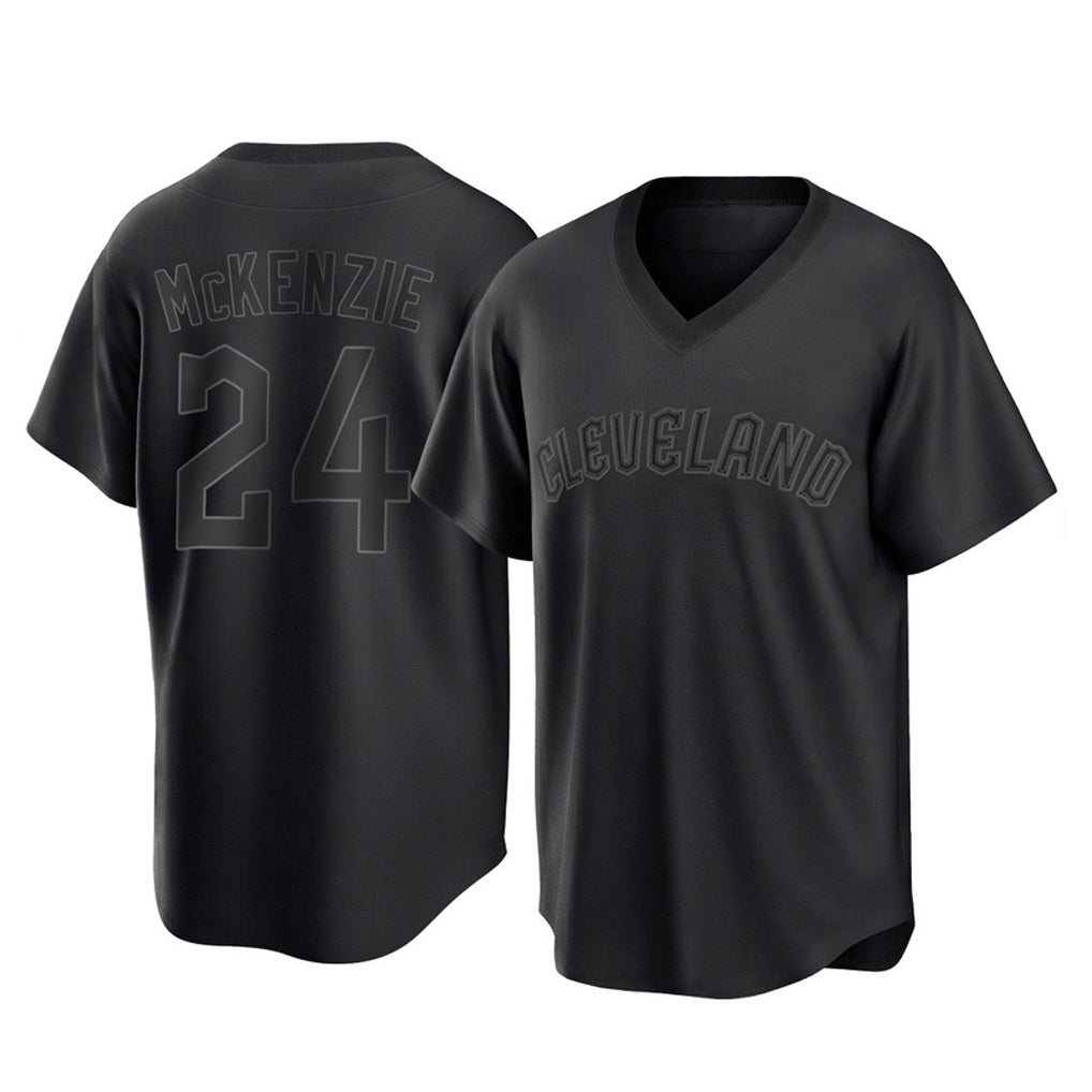 Jamed C.Guardians #24 Triston McKenzie Player Black T-shirt Home Game Stitched Jerseys