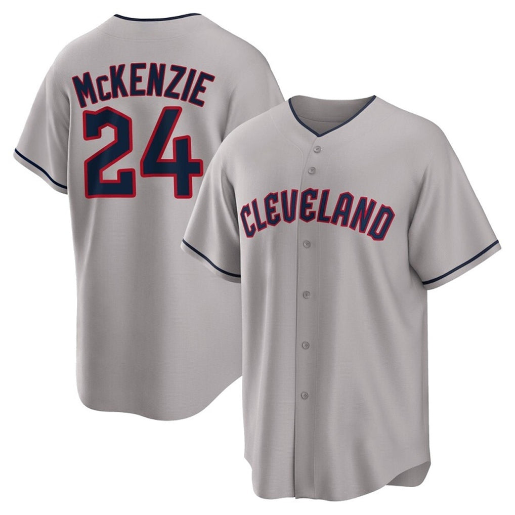 Jamed C.Guardians #24 Triston McKenzie Player Gray Game Home Stitched Jerseys