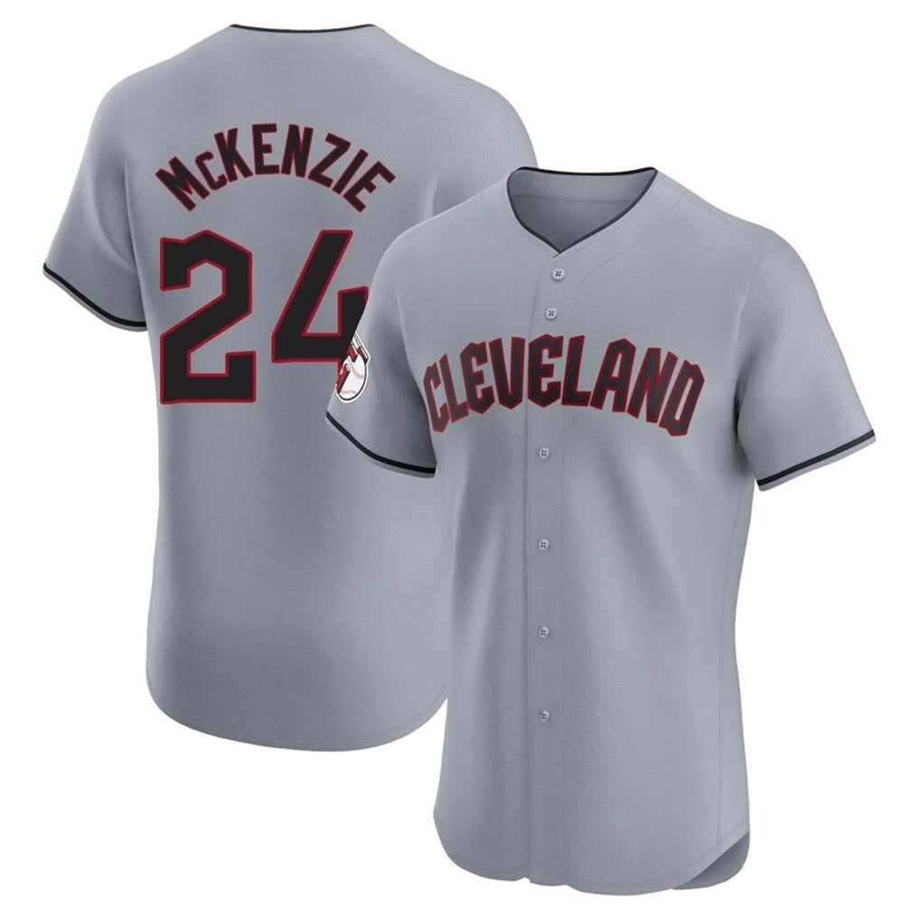 Jamed C.Guardians #24 Triston McKenzie Player Gray Road Limited Elite Home Stitched Jerseys