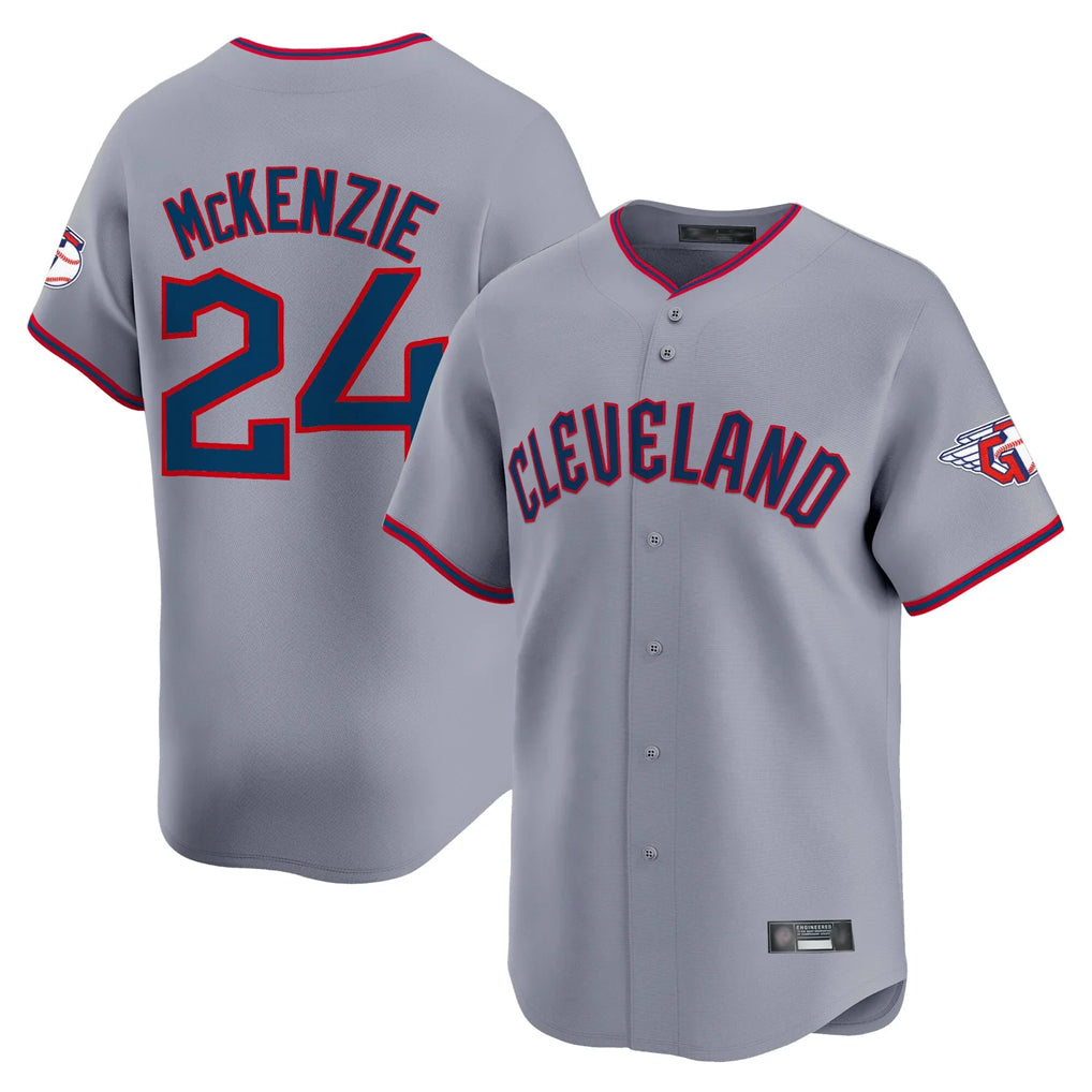 Jamed C.Guardians #24 Triston McKenzie Player Gray Road Limited Home Game Stitched Jerseys