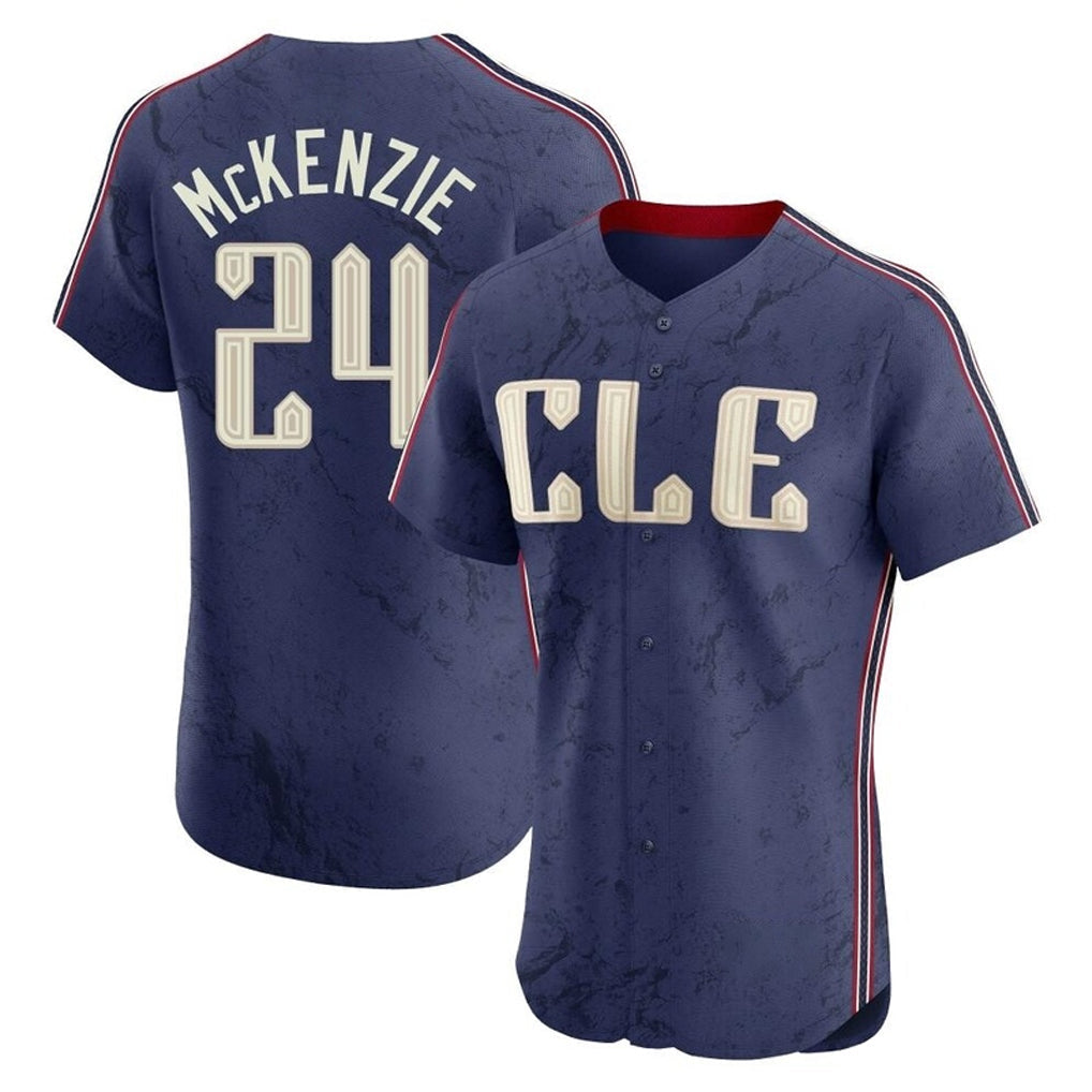 Jamed C.Guardians #24 Triston McKenzie Player Navy City Connect Limited Elite Home Stitched Jerseys