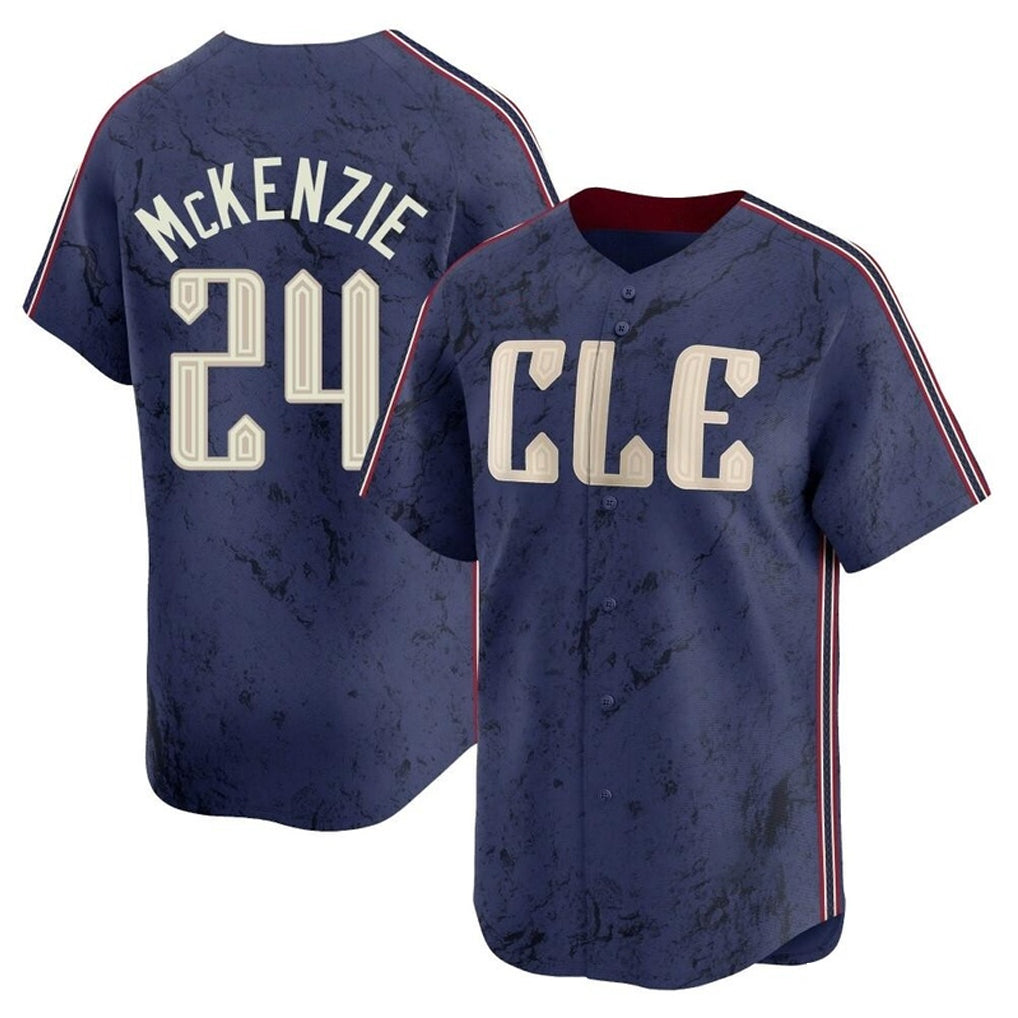 Jamed C.Guardians #24 Triston McKenzie Player Navy City Connect Limited Home Stitched Jerseys