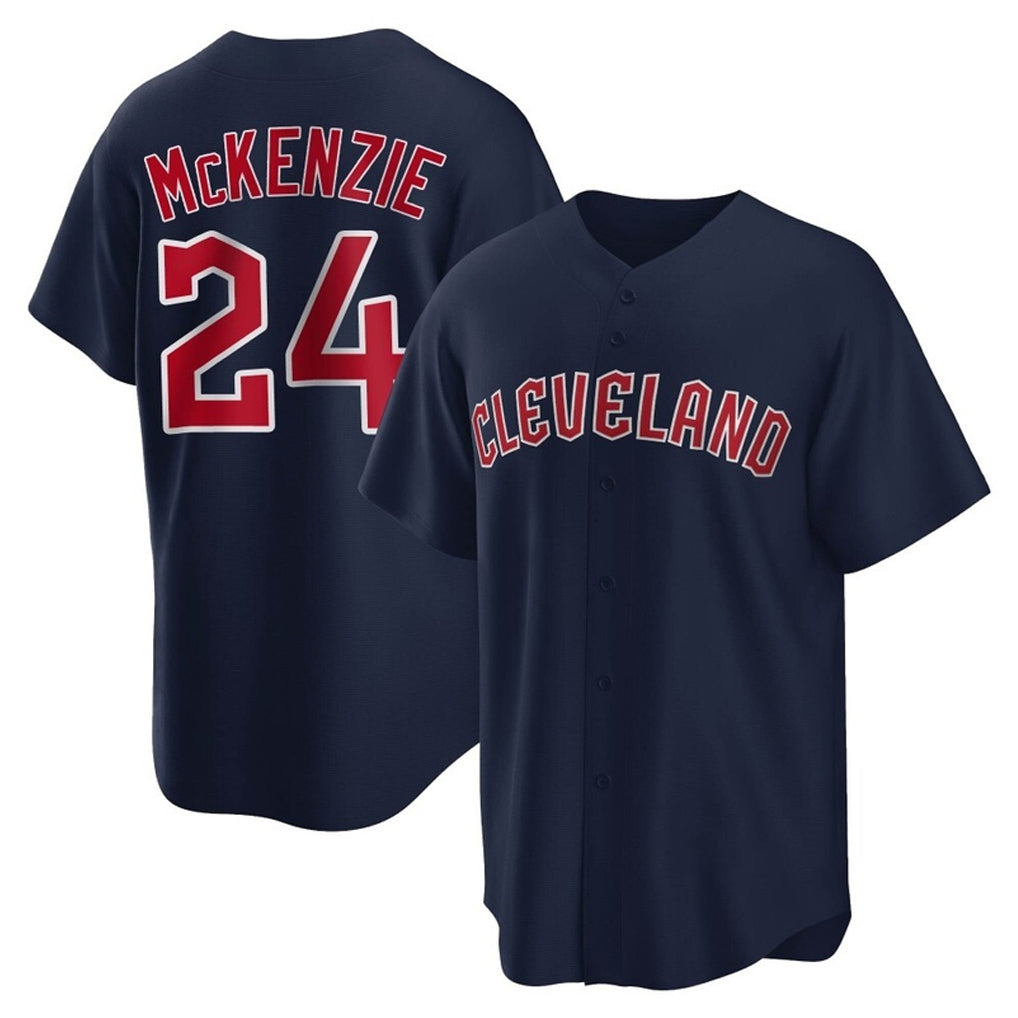 Jamed C.Guardians #24 Triston McKenzie Player Navy Game Home Stitched Jerseys