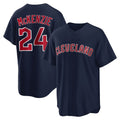 Jamed C.Guardians #24 Triston McKenzie Player Navy Game Home Stitched Jerseys