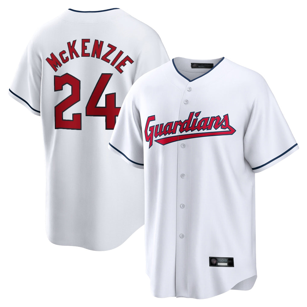 Jamed C.Guardians #24 Triston McKenzie Player White Home Game Stitched Jerseys