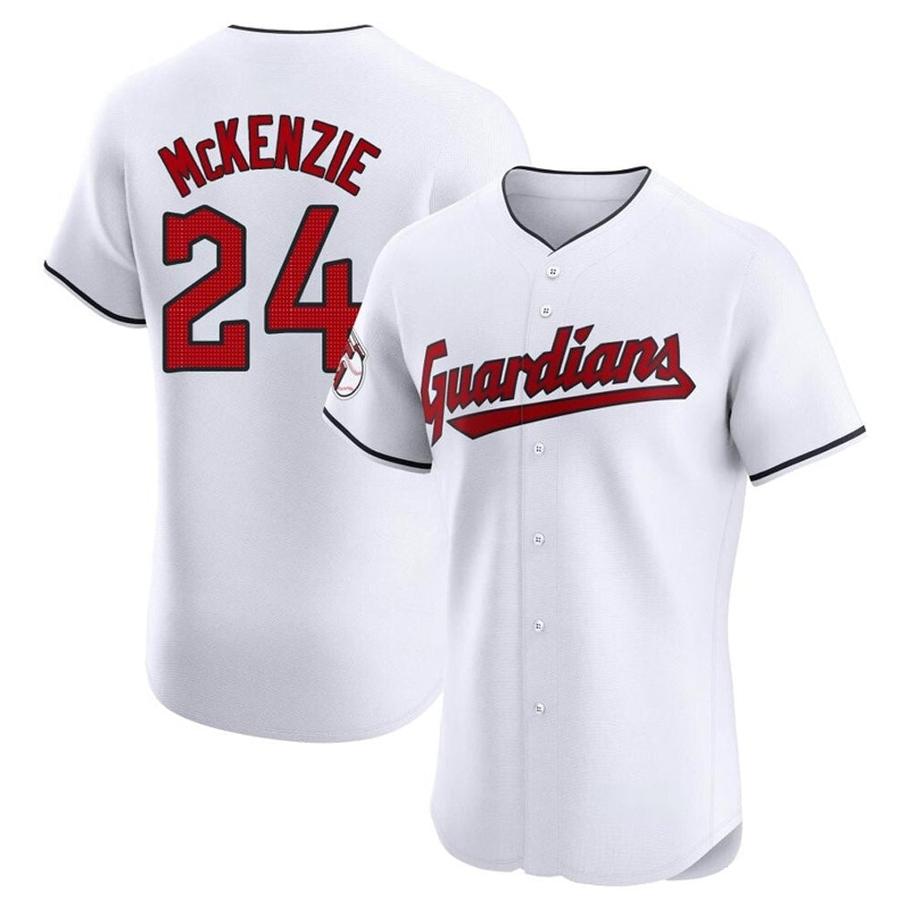Jamed C.Guardians #24 Triston McKenzie Player White Limited Elite Home Stitched Jerseys