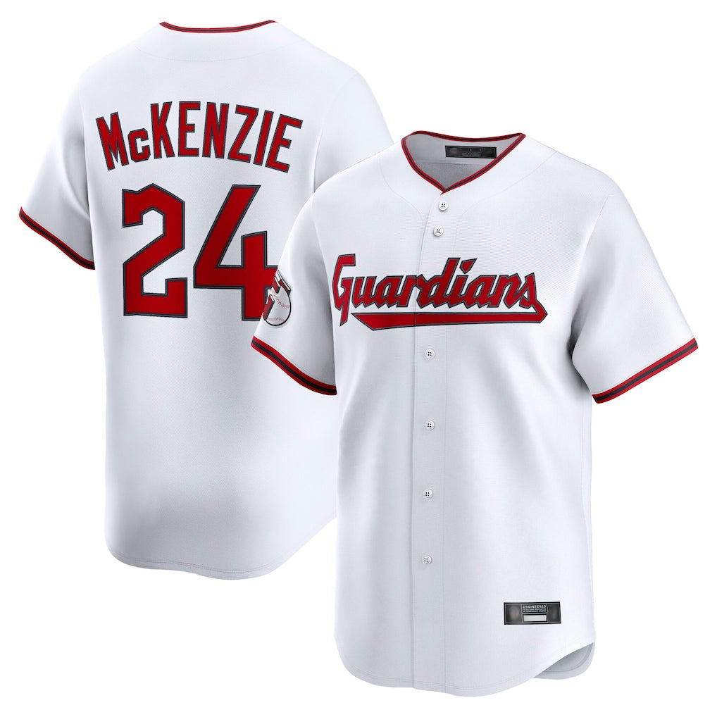 Jamed C.Guardians #24 Triston McKenzie Player White Limited Home Game Stitched Jerseys