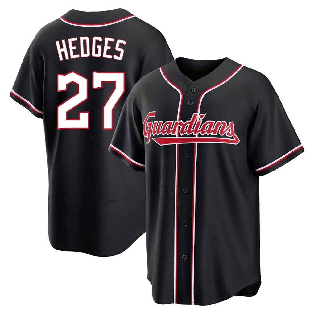 Jamed C.Guardians #27 Austin Hedges Player Black Fashion Out Home Game Stitched Jerseys