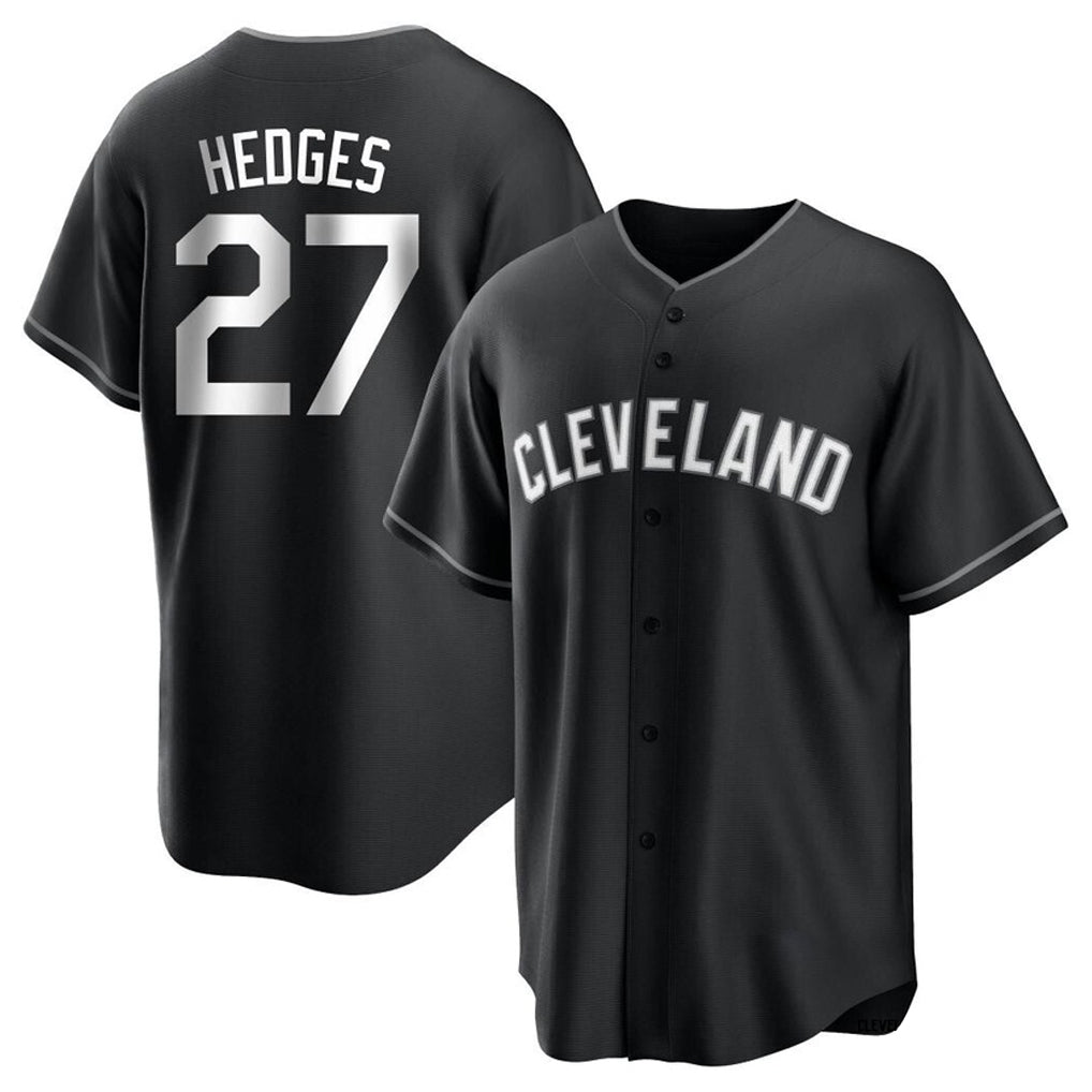 Jamed C.Guardians #27 Austin Hedges Player Black Home Game Stitched Jerseys