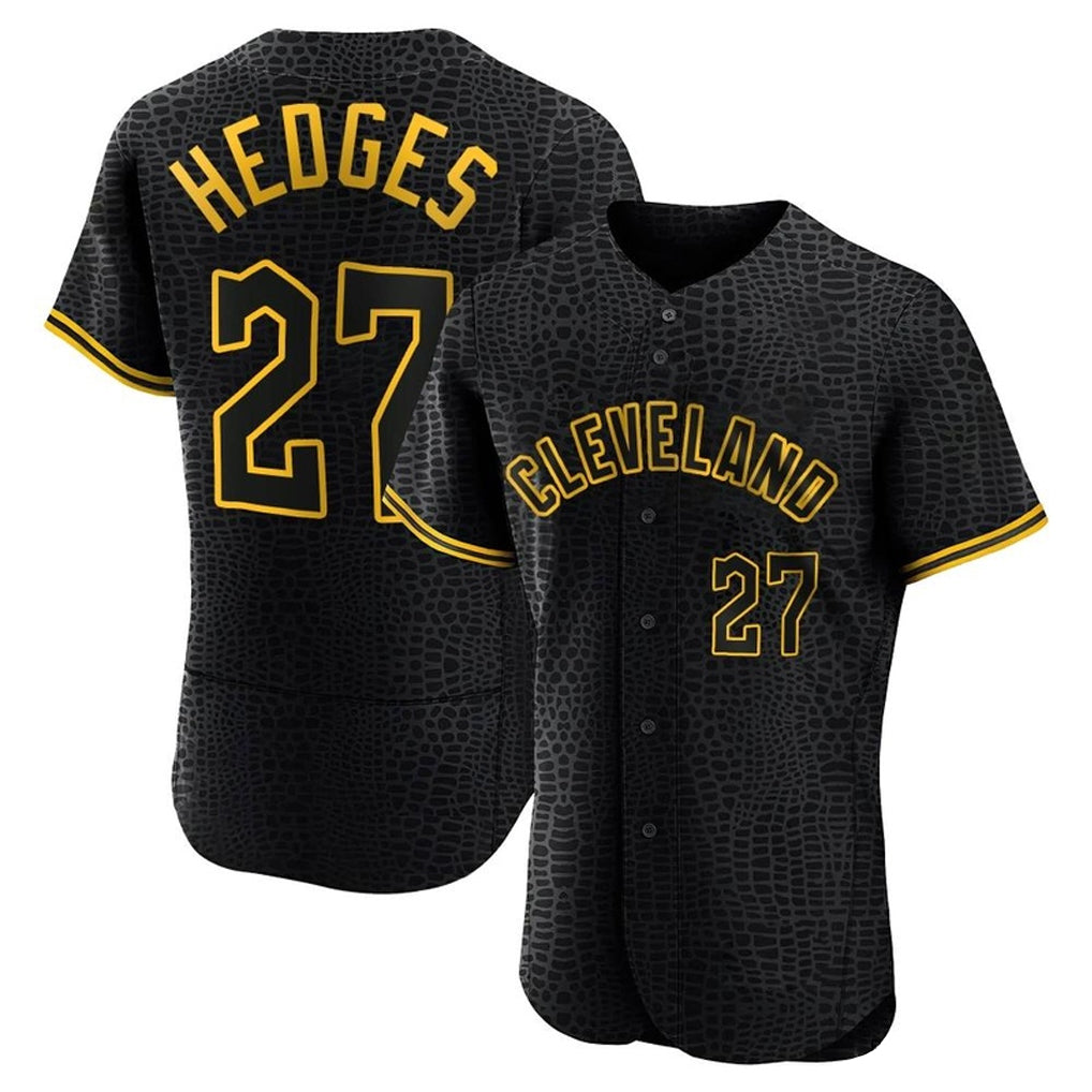Jamed C.Guardians #27 Austin Hedges Player Black Snake Skin City Limited Elite Home Stitched Jerseys