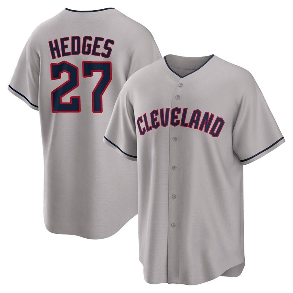Jamed C.Guardians #27 Austin Hedges Player Gray Game Home Stitched Jerseys