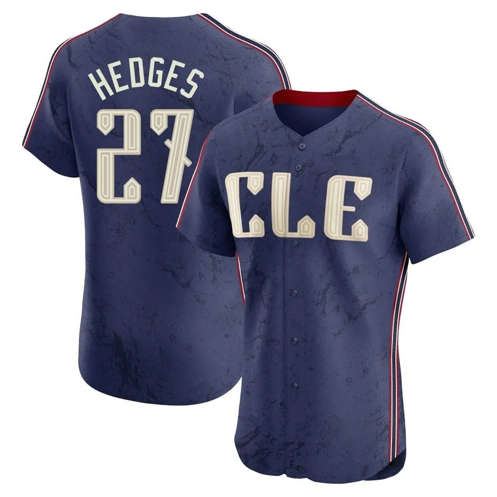 Jamed C.Guardians #27 Austin Hedges Player Navy City Connect Limited Elite Home Stitched Jerseys