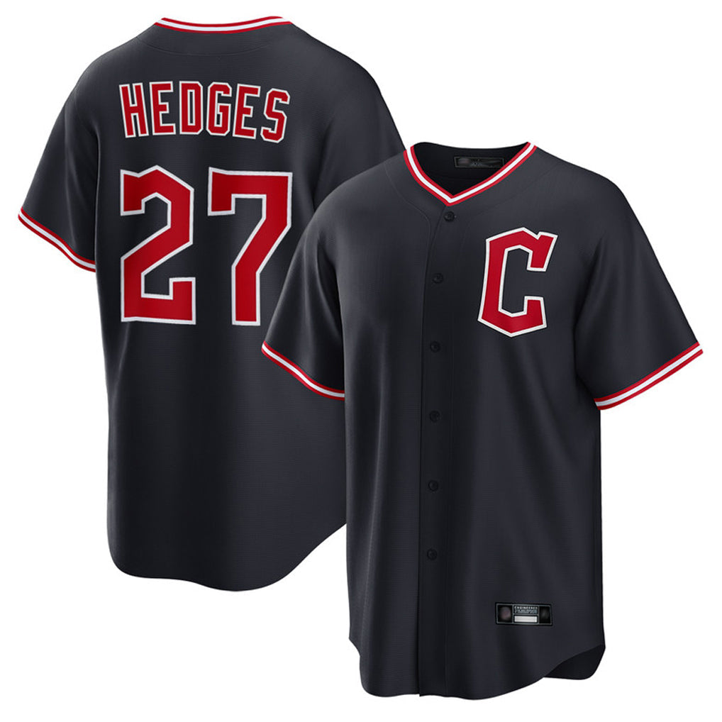 Jamed C.Guardians #27 Austin Hedges Player Navy Game Home Stitched Jerseys