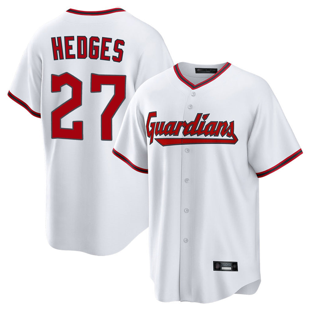 Jamed C.Guardians #27 Austin Hedges Player White Game Home Stitched Jerseys