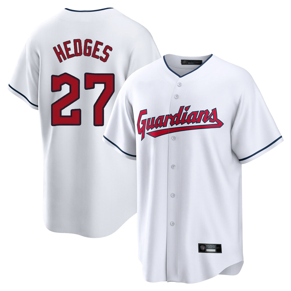 Jamed C.Guardians #27 Austin Hedges Player White Home Game Stitched Jerseys