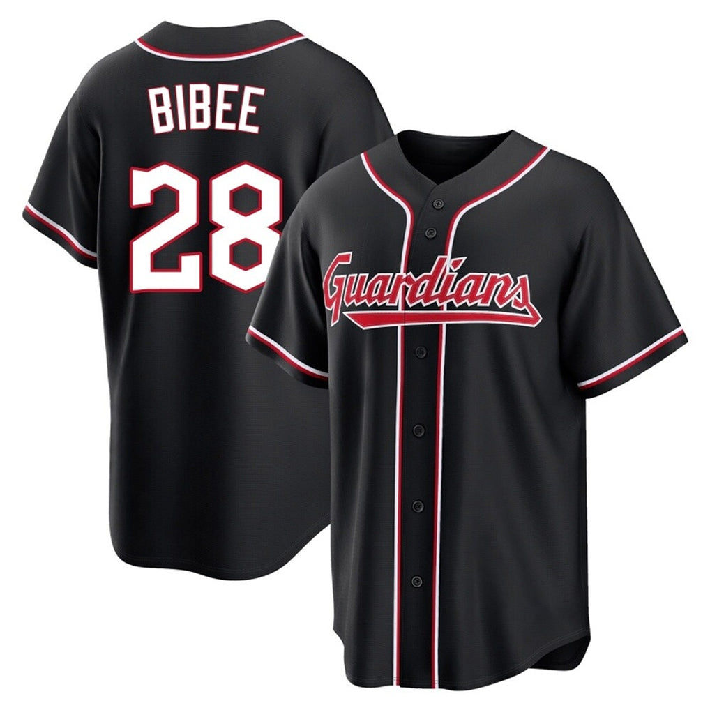 Jamed C.Guardians #28 Tanner Bibee Player Black Fashion Out Home Game Stitched Jerseys