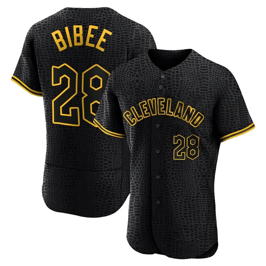 Jamed C.Guardians #28 Tanner Bibee Player Black Snake Skin City Limited Elite Home Stitched Jerseys