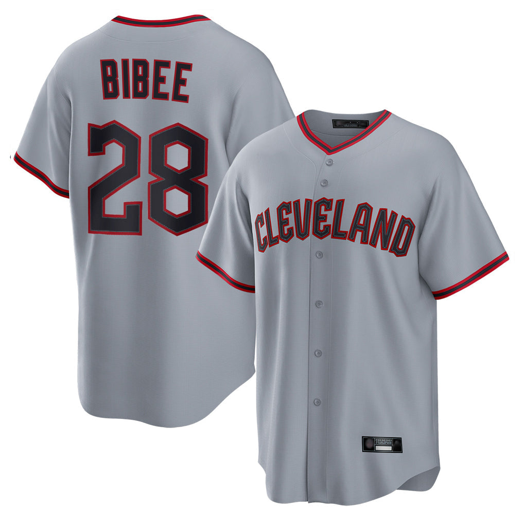 Jamed C.Guardians #28 Tanner Bibee Player Gray Home Game Stitched Jerseys