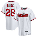 Jamed C.Guardians #28 Tanner Bibee Player White Game Home Stitched Jerseys