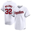 Jamed C.Guardians #32 Gavin Williams Player White Limited Home Stitched Jerseys