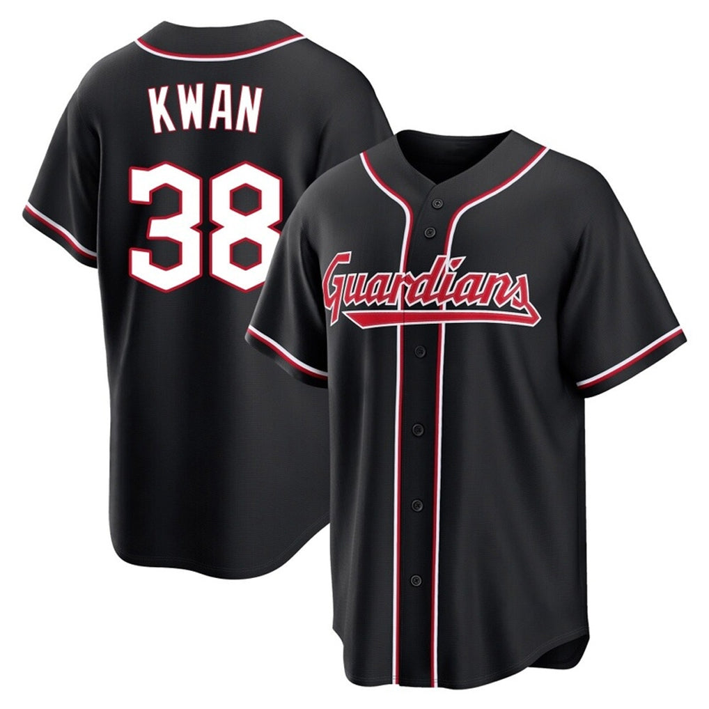Jamed C.Guardians #38 Steven Kwan Player Black Fashion Out Home Game Stitched Jerseys